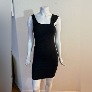 Guess Black Asymmetric Strap Mini Dress